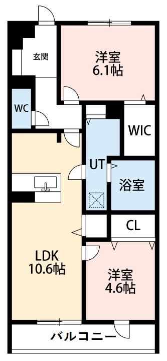 グリーヴィラ柱曙(2LDK/2階)の間取り写真