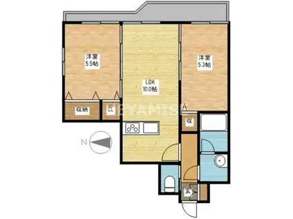 エススリー出島(2LDK/7階)の間取り写真
