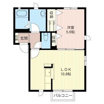 アクアブローⅡ(1LDK/2階)の間取り写真
