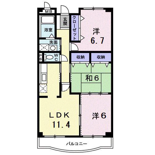 エムエフ キングダム(3LDK/4階)の間取り写真