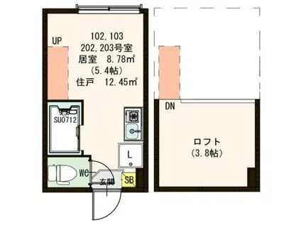 ハーモニーテラス豊玉中(ワンルーム/2階)の間取り写真