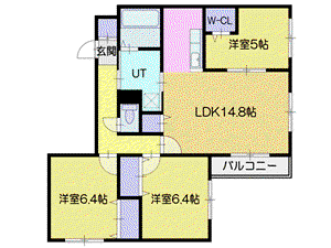 シロッコ新札幌(3LDK/3階)の間取り写真