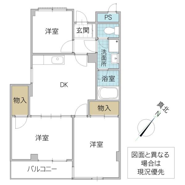 ヒルズM(3DK/2階)の間取り写真
