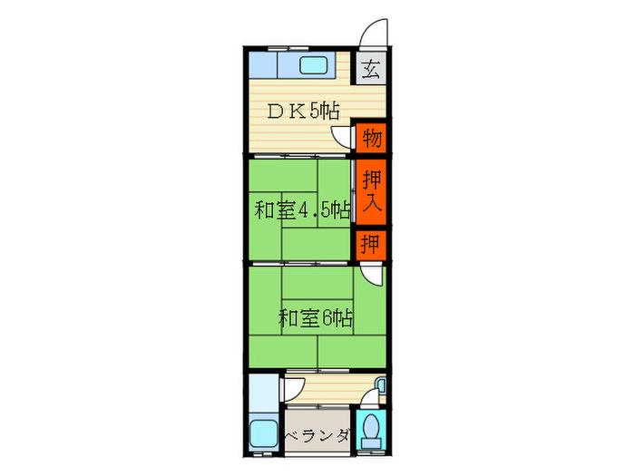 コーポラス多貝(2DK/2階)の間取り写真
