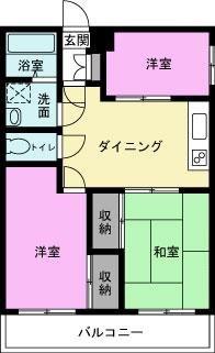 フォルチュネラメゾン(3DK/2階)の間取り写真