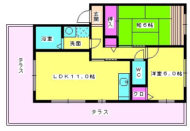 クリーンヒット春日(2LDK/1階)の間取り写真