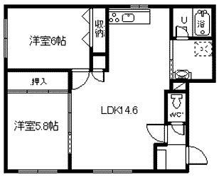 東永荘(2LDK/2階)の間取り写真