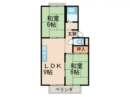 コーポパルファム(2LDK/2階)の間取り写真