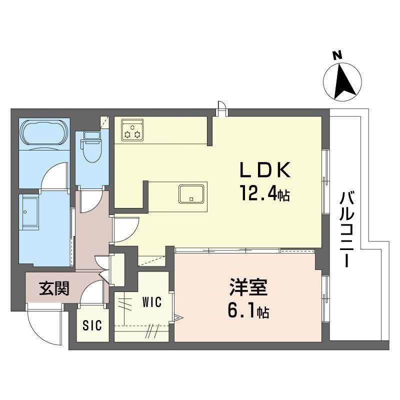 Eレジデンス八幡(1LDK/1階)の間取り写真