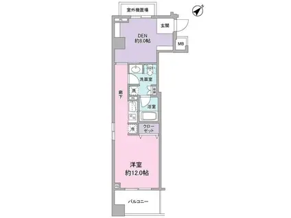 アリーム稲毛海岸(1LDK/2階)の間取り写真