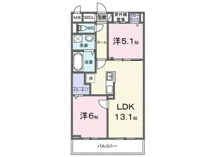 コスモステラス イースト(2LDK/2階)の間取り写真