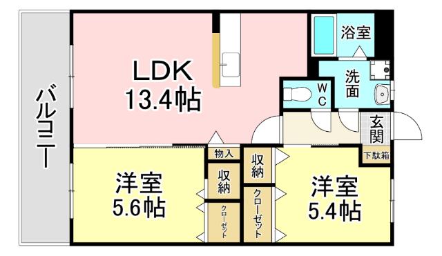 ユーミーユーフォリア中曽根(2LDK/1階)の間取り写真