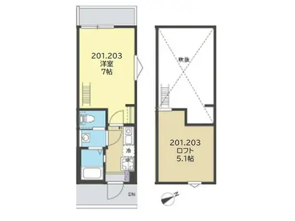 グローブテラス金沢文庫(1K/2階)の間取り写真