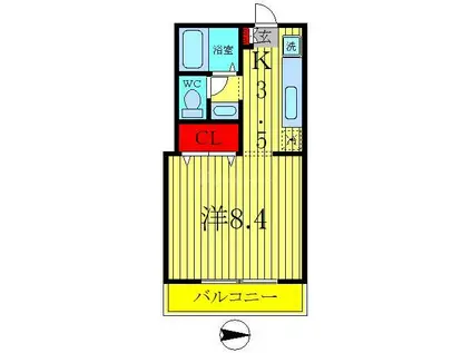 オリーブ(ワンルーム/1階)の間取り写真