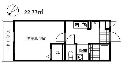 セジュール西代1 B棟(1K/1階)の間取り写真
