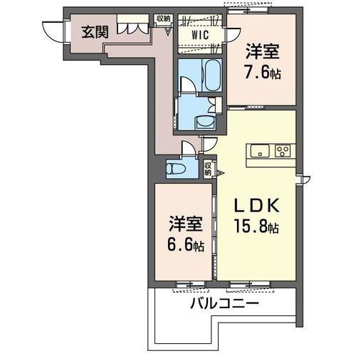 シャトン ドゥ レーヴ(2LDK/2階)の間取り写真