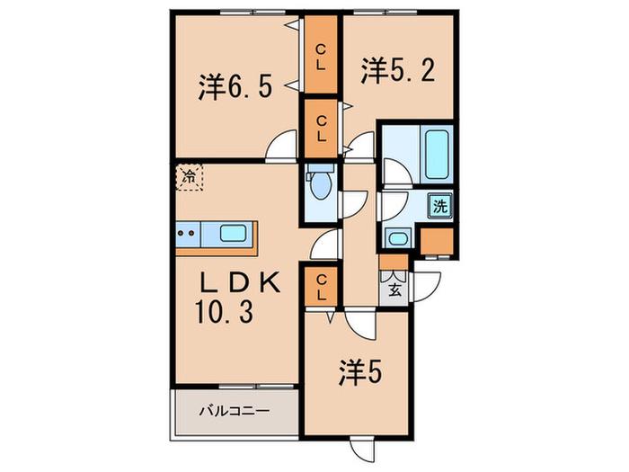 グルーブ五色山(3LDK/2階)の間取り写真