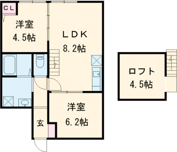 グランステイツ小郡(2LDK/1階)の間取り写真