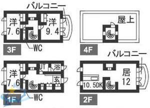 スターゲート伏見旭堂第8 B棟(3LDK/1階)の間取り写真