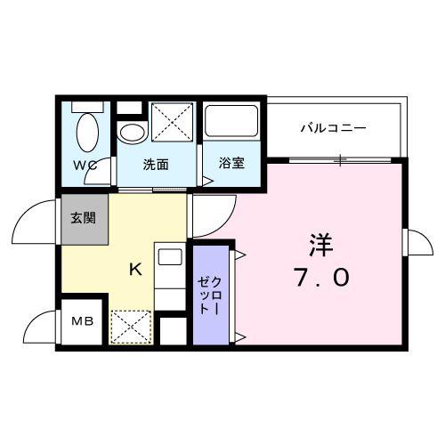 ヴァンベェール27(1K/4階)の間取り写真