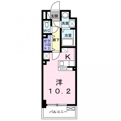 エバーハイム畝傍(1K/2階)の間取り写真