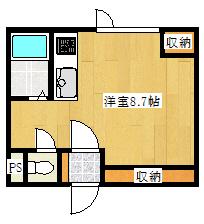 ホワイトハウスII(ワンルーム/2階)の間取り写真