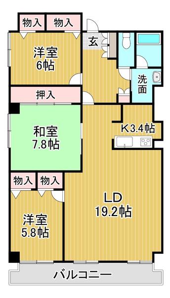 プレステート(3LDK/1階)の間取り写真