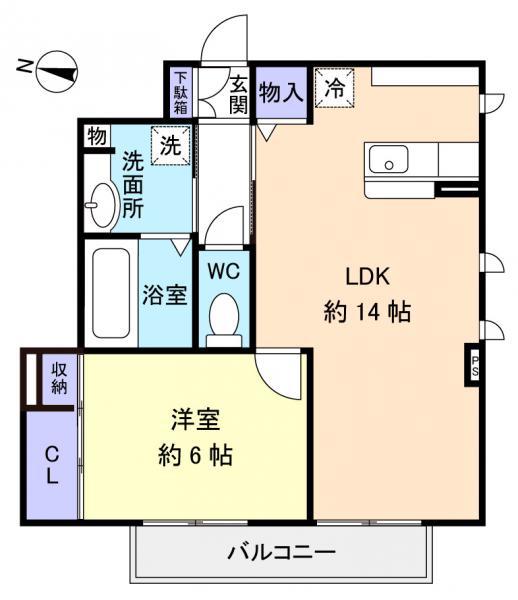 リッチモッチ(1LDK/1階)の間取り写真