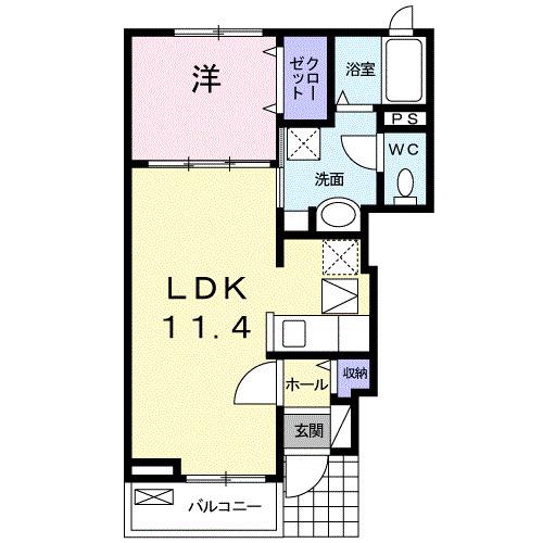 ドゥ・グラース(1LDK/1階)の間取り写真