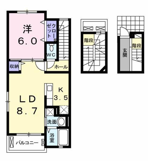 カーサ オリーブ(1LDK/3階)の間取り写真