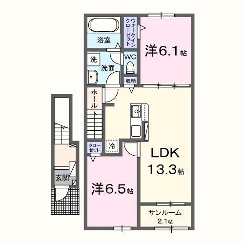 ル・クレール(2LDK/2階)の間取り写真