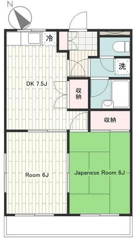 スカイコート21壱番館(2DK/2階)の間取り写真