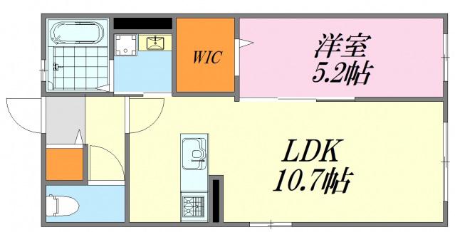 WITH HEIM K(1LDK/1階)の間取り写真