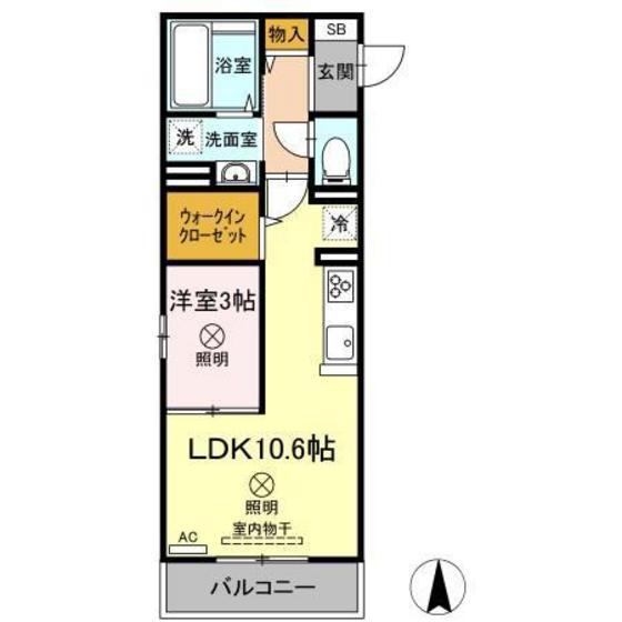 カーサ フェリス(1LDK/3階)の間取り写真