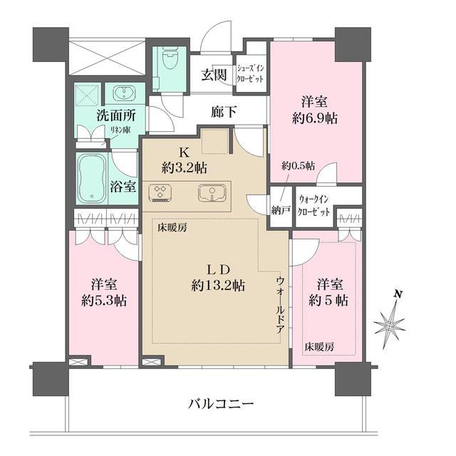 URAWA THE TOWER(3LDK/17階)の間取り写真