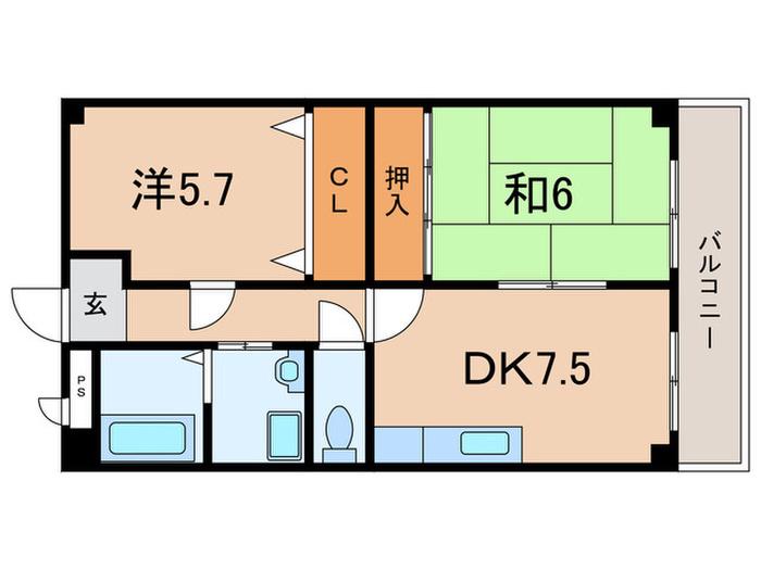 ラポール大観(2DK/3階)の間取り写真