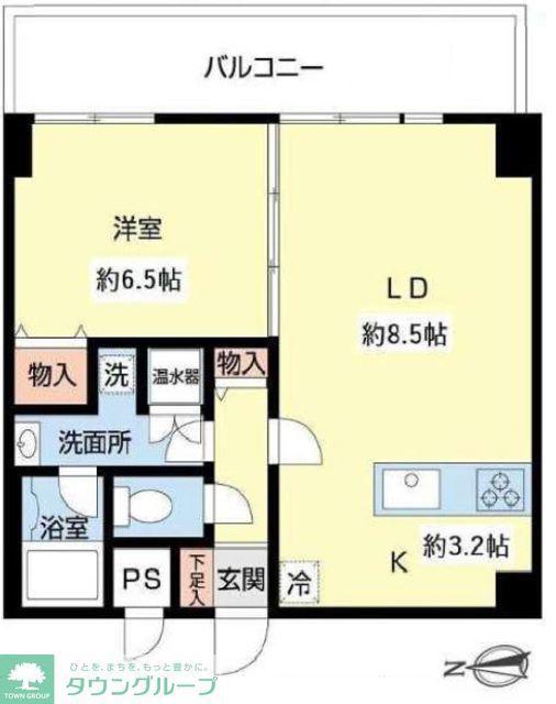 パティオ落合(1LDK/7階)の間取り写真