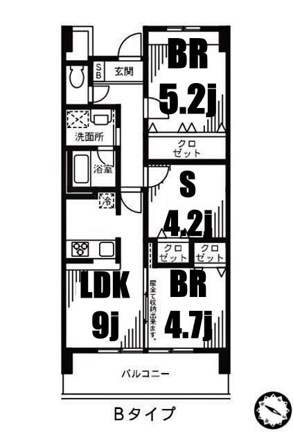 アルビオ北新横浜(2SLDK/4階)の間取り写真