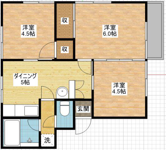 片山ハイツA(3DK/2階)の間取り写真