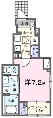クライス(1K/1階)の間取り写真