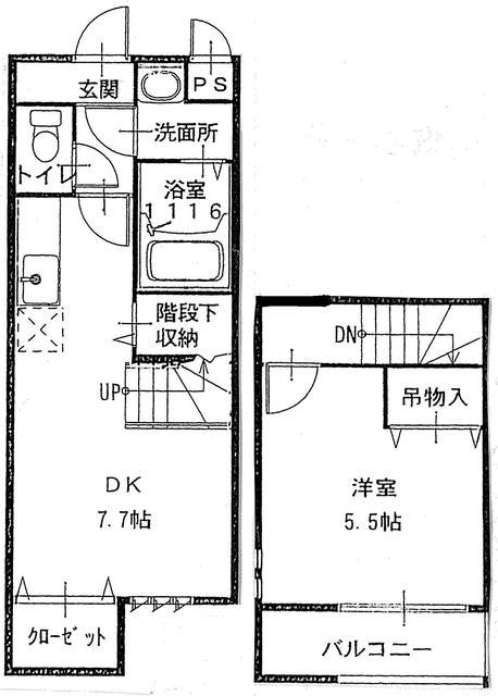 スリーハーブズ狭山I番館(1DK/1階)の間取り写真