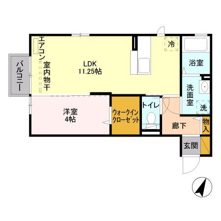 アソシアード(1LDK/2階)の間取り写真