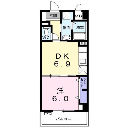 ヤフソ ひまわり(1DK/5階)の間取り写真