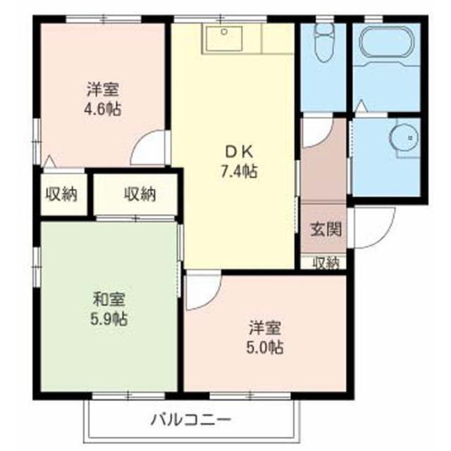 リバーパークD(3DK/2階)の間取り写真
