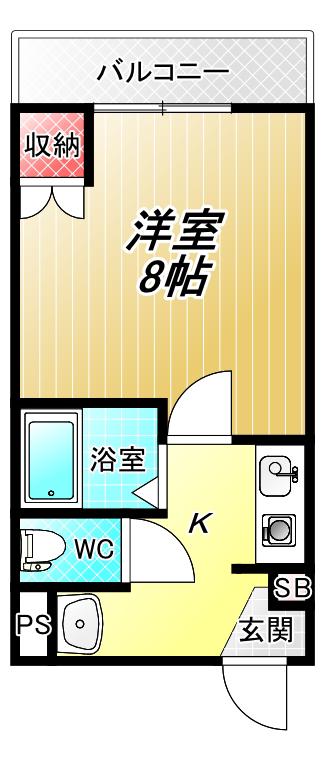 若江ハイツ(1K/3階)の間取り写真