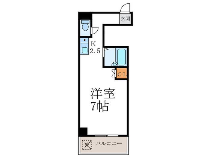 ヴィラ中立売(1K/3階)の間取り写真