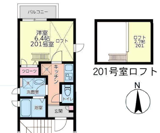 メゾンエル(1K/2階)の間取り写真