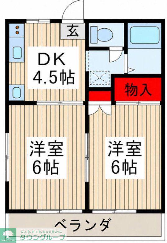 コスモロイヤル(2DK/2階)の間取り写真