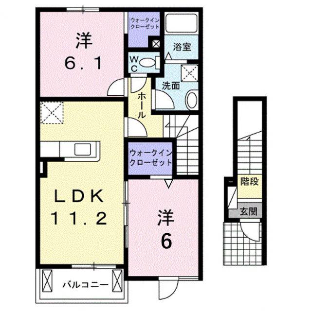 クレセールB(2LDK/2階)の間取り写真