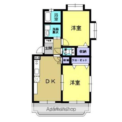 コーポラス桜(2DK/1階)の間取り写真
